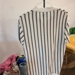 Zara Black and White Striped Short Sleeve Top
